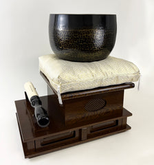 No. 9 Hand Pounded Bell (10.5" Diameter) with Ironwood Base and Gold Cushion with Bell Stick Set