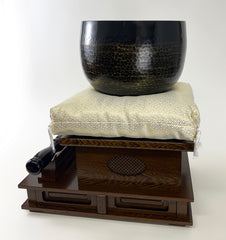 No. 9 Hand Pounded Bell (10.5" Diameter) with Ironwood Base and Gold Cushion with Bell Stick Set