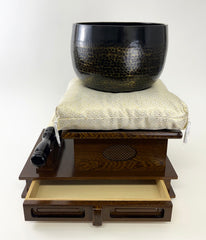 No. 9 Hand Pounded Bell (10.5" Diameter) with Ironwood Base and Gold Cushion with Bell Stick Set