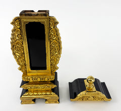 Vintage Gold and Black Wooden Memorial Tablet (Ihai)