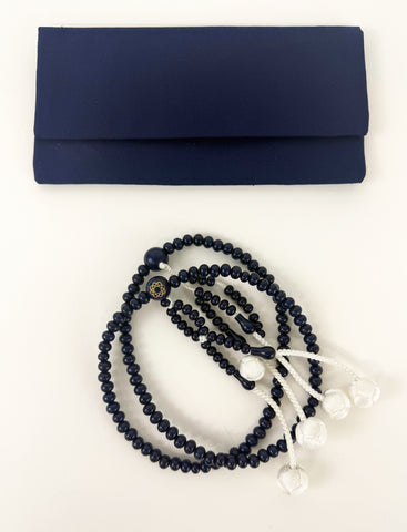 Dark Navy Wooden Beads with S.G.I. Logo & Knitted Tassels Set - Large Beads (Large Beads Case)