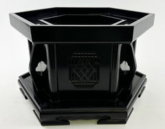 No. 10 Hand Pounded Bell (13" Diameter) with Ebony Hexagonal Wooden Base and Gold Cushion with Bell Stick Set