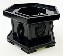 No. 10 Hand Pounded Bell (13" Diameter) with Ebony Hexagonal Wooden Base and Gold Cushion with Bell Stick Set