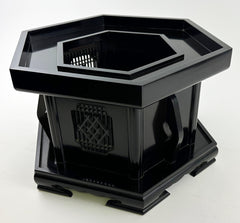 No. 10 Hand Pounded Bell (13" Diameter) with Ebony Hexagonal Wooden Base and Gold Cushion with Bell Stick Set
