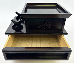 Vintage No. 10 Hand Pounded Bell (13" Diameter) with Ebony Wooden Base and Gold Cushion with Bell Stick Set