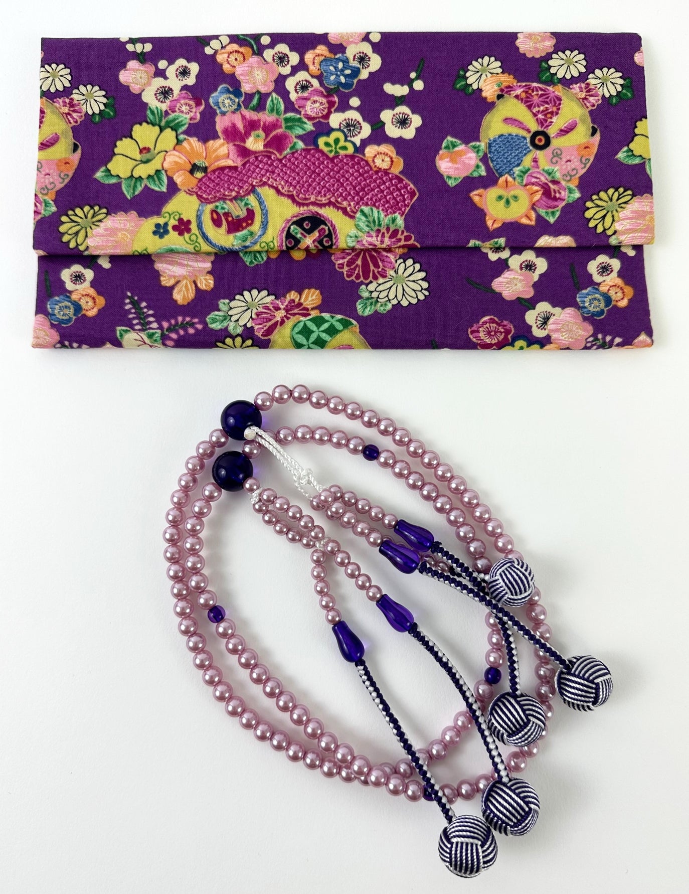 Purple & Light Purple Beads with Purple Knitted Tassels Set - Large Beads (Large Beads Case) #2