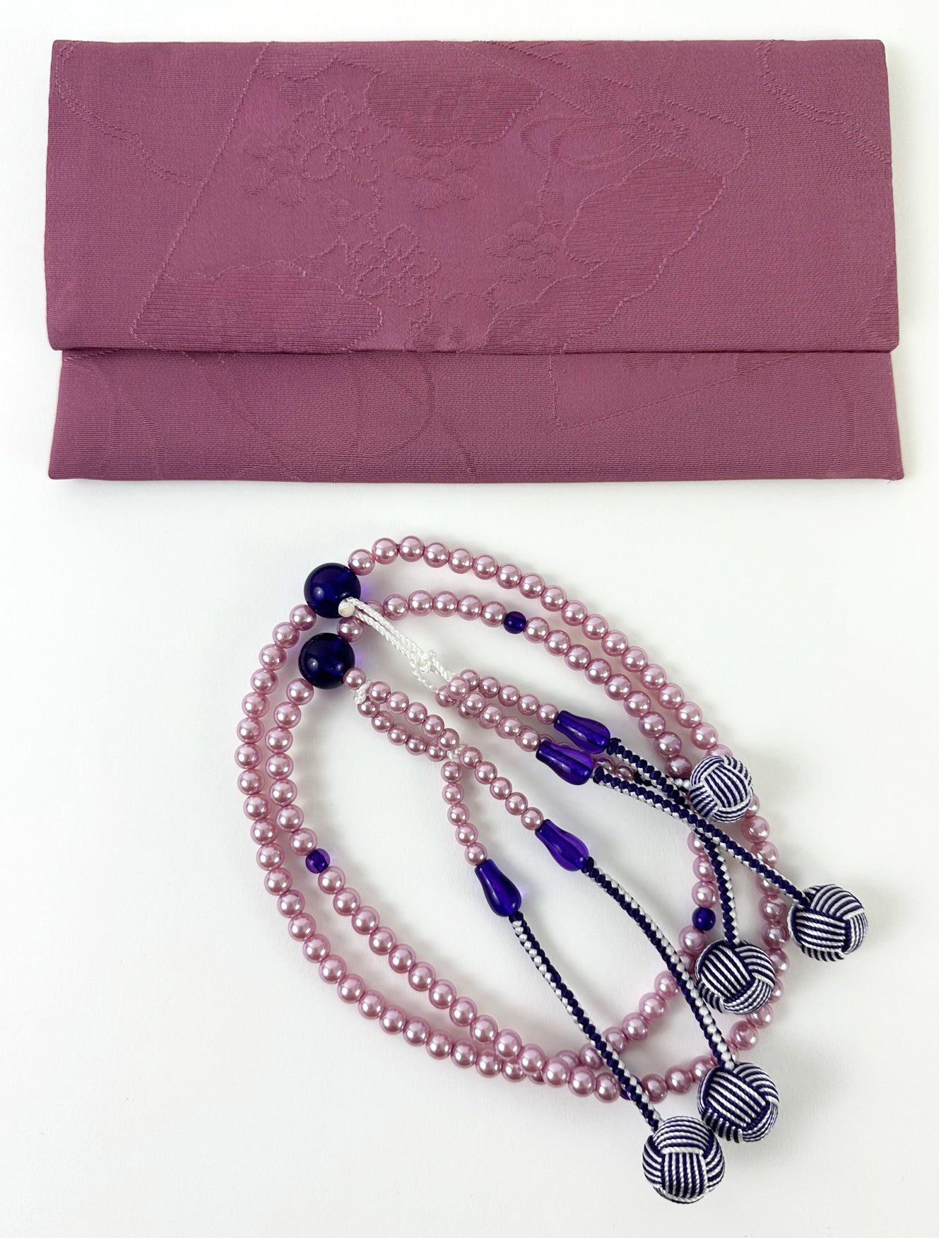Purple & Light Purple Beads with Purple Knitted Tassels Set - Large Beads (Large Beads Case) #4