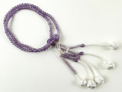 Light Amethyst Beads with Knitted Tassels