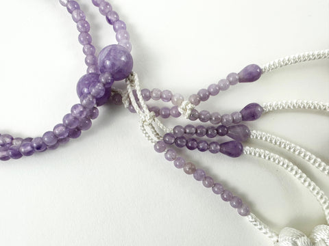 Light Amethyst Beads with Knitted Tassels