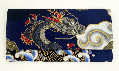 Blue with Dragon Print Fabric Beads Case (Large)