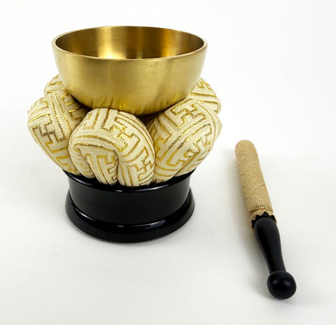 No. 2.3 (2.7" Diameter) White Cushion Bell with Golden Bell Stick Set