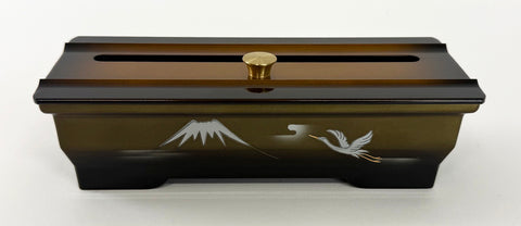 7.5" Long Two-Tone (Bokashi) Incense Burner with Mt. Fuji and Flying Crane
