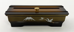 7.5" Long Two-Tone (Bokashi) Incense Burner with Mt. Fuji and Flying Crane