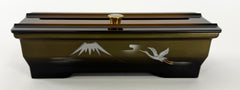 7.5" Long Two-Tone (Bokashi) Incense Burner with Mt. Fuji and Flying Crane