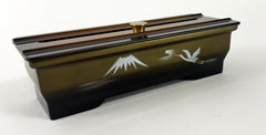 7.5" Long Two-Tone (Bokashi) Incense Burner with Mt. Fuji and Flying Crane