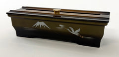 7.5" Long Two-Tone (Bokashi) Incense Burner with Mt. Fuji and Flying Crane