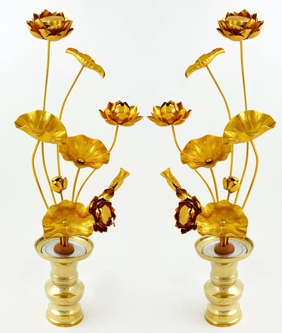Custom Size  9 pieces Lotus Flower (18.5" H includes vases)