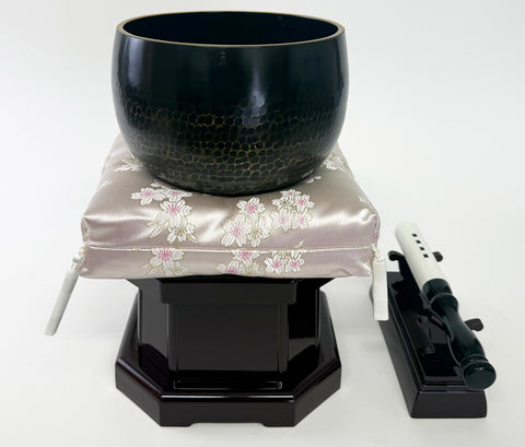 No. 6 Bell (7.75" Diameter) with Pink Sakura Cushion and Cherry Color / Dark Burgundy Base Set