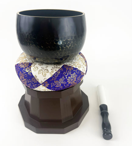 No. 5 Bell (6.75" Diameter) with Purple & White Round Bell Cushion and Brown Base Set (Display Model)