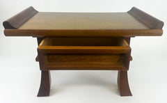 Used #18 Keyaki / Japanese Elm Wood Kyo Table with Pull-out Drawer