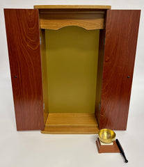 Irregular No.18 Modern Two-Tone Brown Butsudan with Brown Bell Set