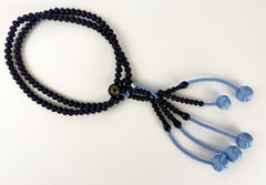 Dark Navy Wooden Beads with Knitted Tassels #2