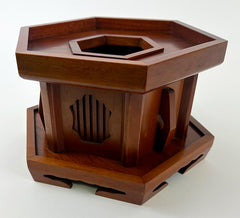Vintage Mahogany Wood Hexagon Base for No. 7  or No. 8 (9.5" Diameter) Bell
