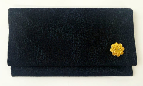 Turquoise & Black Beads Kimono Fabric Beads Case with S.G.I. Logo (Large) #11