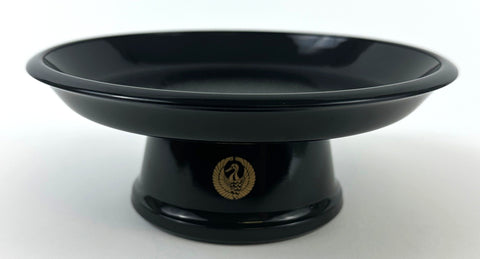 Round Black Fruit Dish with Crane Logo