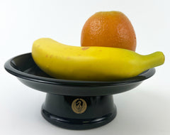 Round Black Fruit Dish with Crane Logo