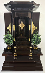 Vintage 6150 Premium Dark Persimmon Pagoda Style Butsudan with Automatic Inner Doors