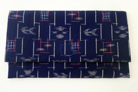 Okinawan Blue Kimono Fabric Beads Case #2 (Large)