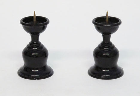 3" H Black Candle Stands Set