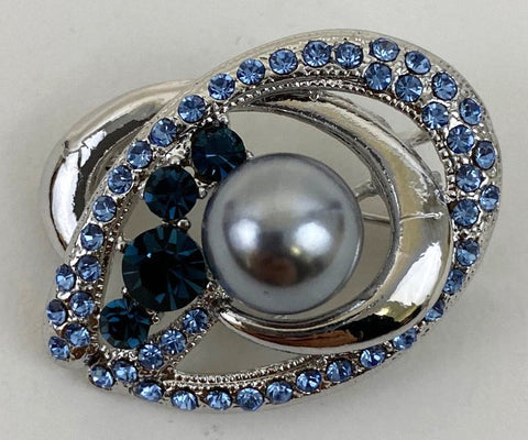 Black Pearl and Sapphire Blue Broach #3