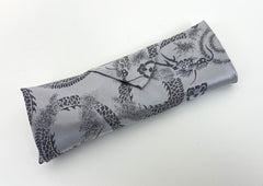 Gray Dragon Print Kimono Fabric Beads Wrapping Scarf
