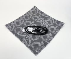 Gray Dragon Print Kimono Fabric Beads Wrapping Scarf