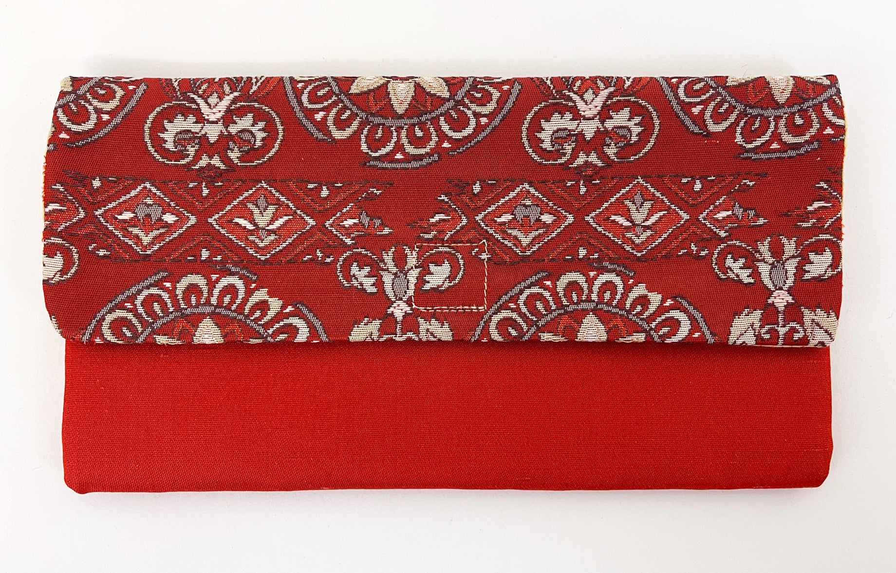 Premium Red Kimono Fabric Beads Case (Large)