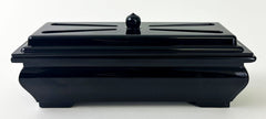 8.1" Long Black Incense Burner with Metal Insert and Cover