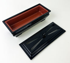 8.1" Long Black Incense Burner with Metal Insert and Cover