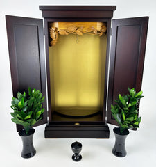 No. 27 Dark Mahogany Butsudan with LED Light Unit with Butsugu Set