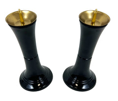 5.5" H Black Candle Stands Set