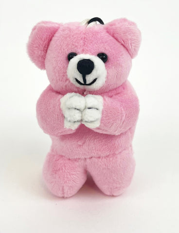 Small Pink Praying Bear with Strap