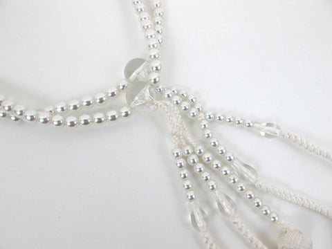 White Pearl Beads with Knitted Tassels