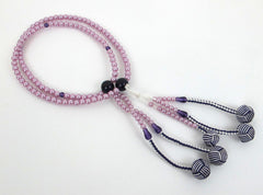Purple & Light Purple Beads with Purple Knitted Tassels