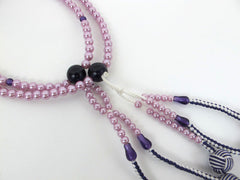 Purple & Light Purple Beads with Purple Knitted Tassels