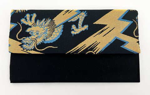 Golden Dragon Print Premium Kimono Fabric Beads Case (Large)
