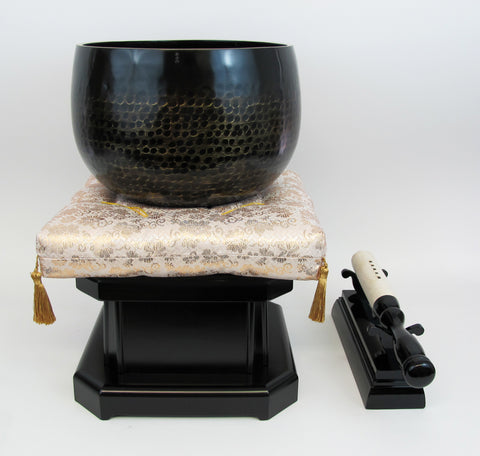 No. 8 Bell (9.5" Diameter) with Gold Floral Cushion and Black Ebony Base