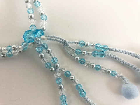 Light Blue & Pearl Beads & Clear with Cotton Tassels