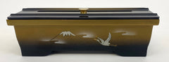 8" Long Two-Tone (Bokashi) Incense Burner with Mt. Fuji and Flying Crane