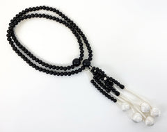 Black Wood Beads with Silk Tassels